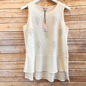 Juicy Couture High Low Cream Silver Tank Blouse Size Small NWT